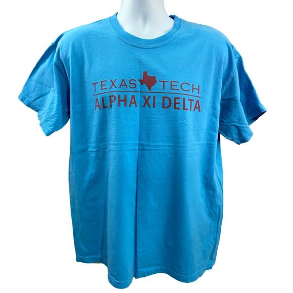 Alpha Delta XL Texas Tech University  t shirt Blue size Large - Picture 1 of 6